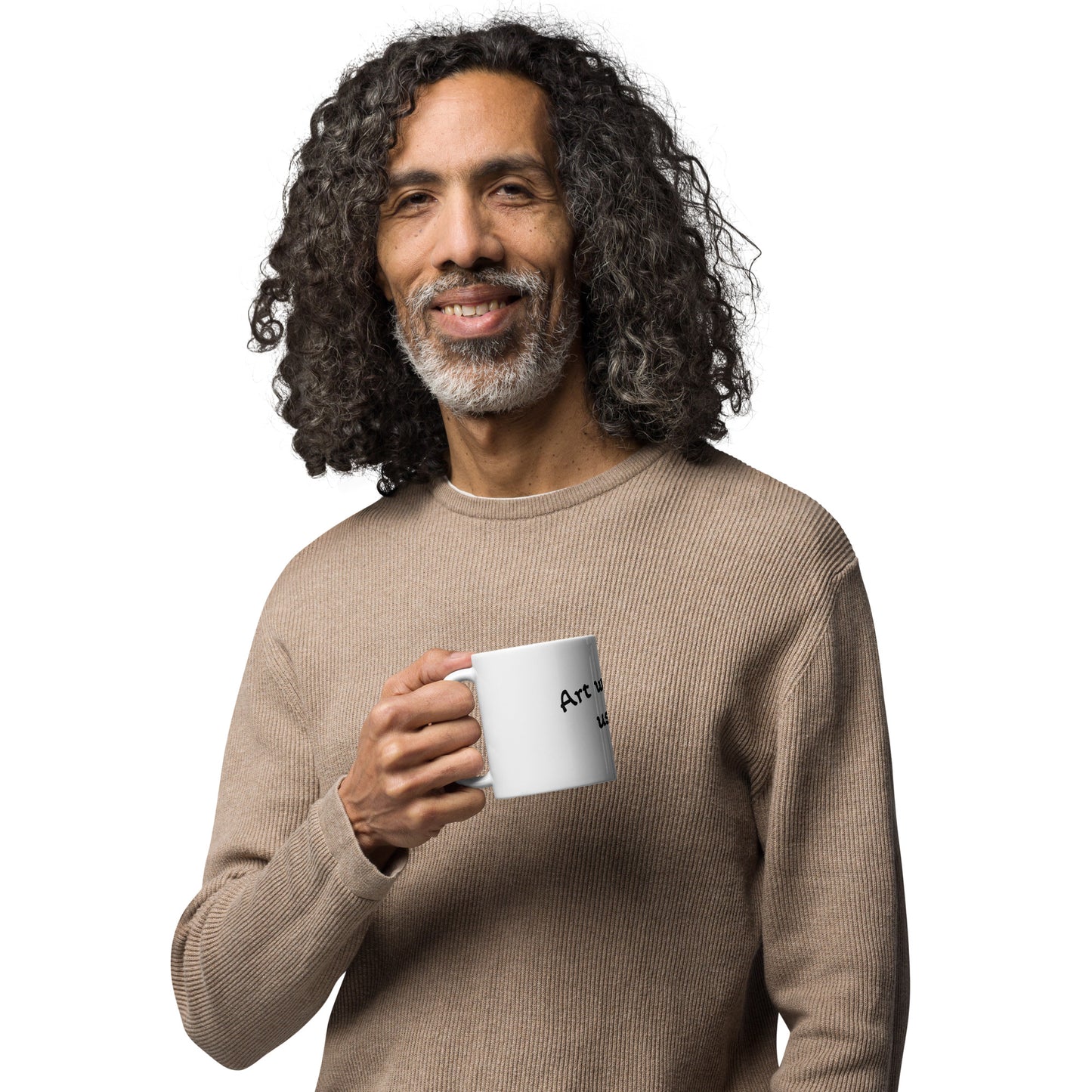 White glossy mug "Art will make us free".