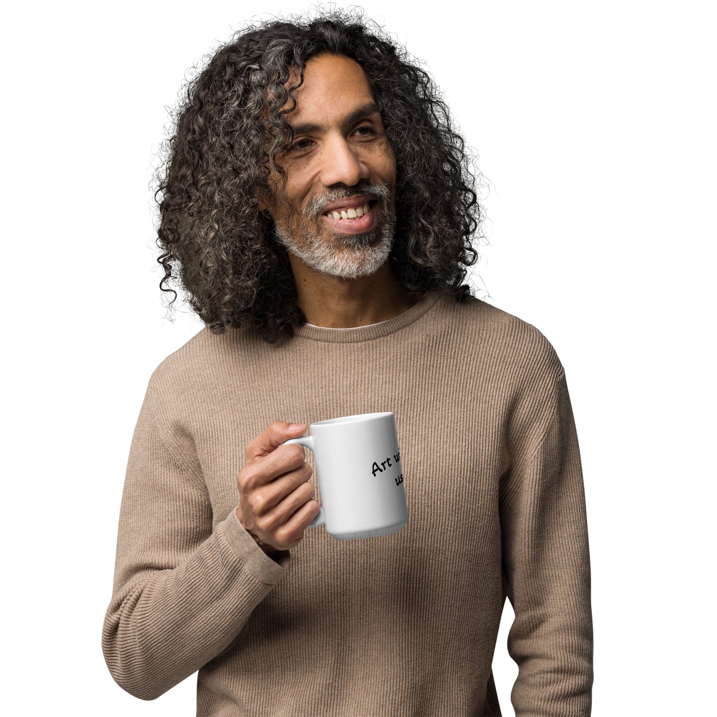 White glossy mug "Art will make us free".