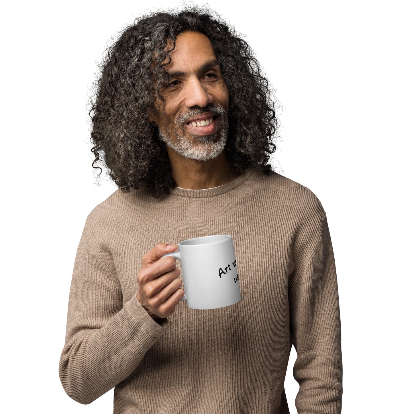White glossy mug "Art will make us free".